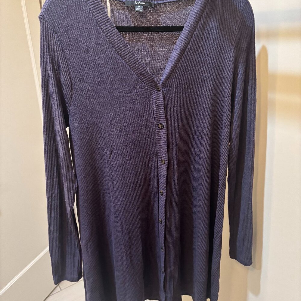 Blue Ribbed Long Sleeved Dress- Size Medium